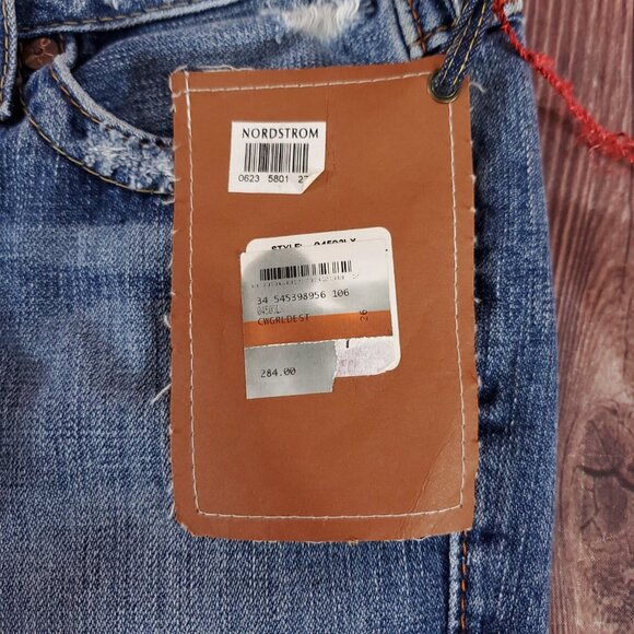 NWT True Religion Womens Size 26 Joey Row Seat Flap Flare Distressed Denim Jeans - Picture 13 of 15